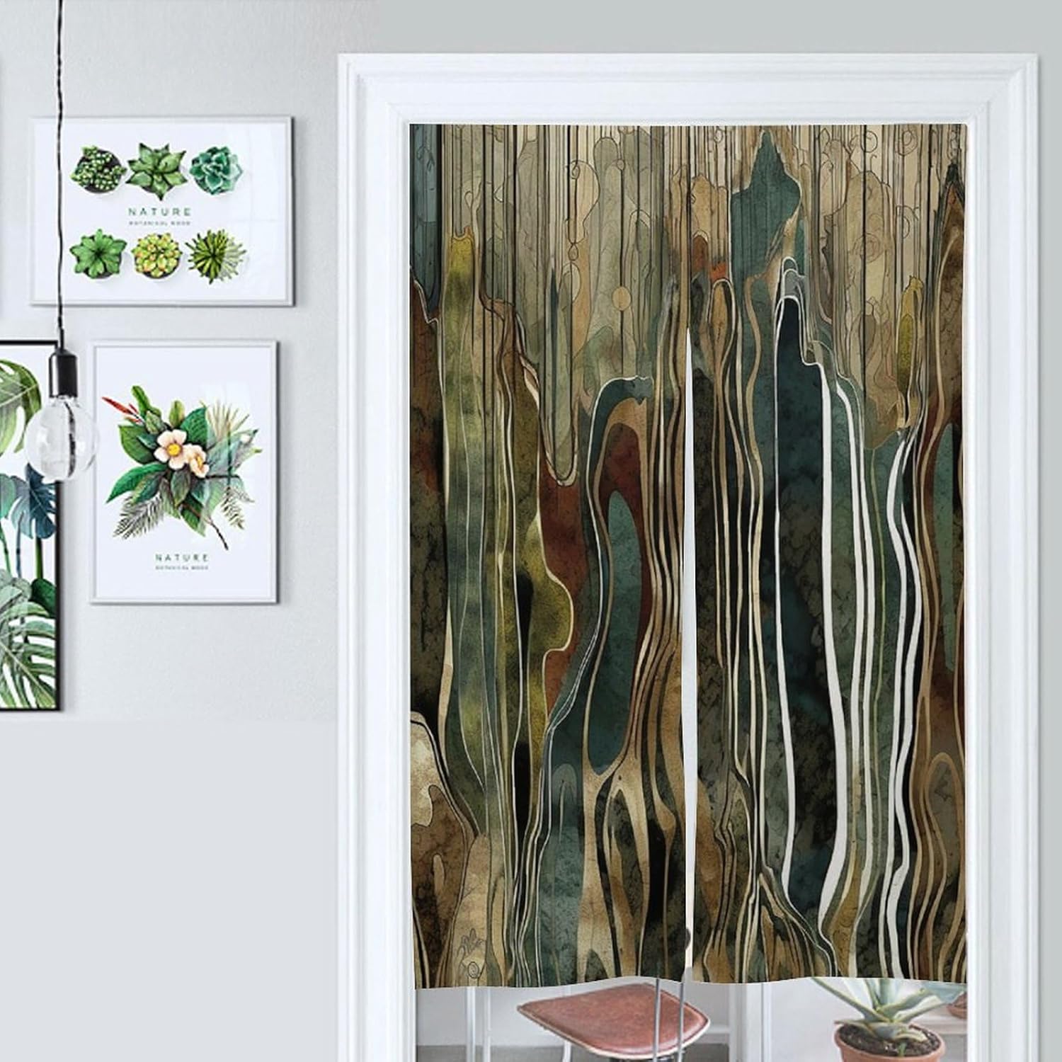 Japanese Noren Dark Stripes Door Curtain 34x57 Inches