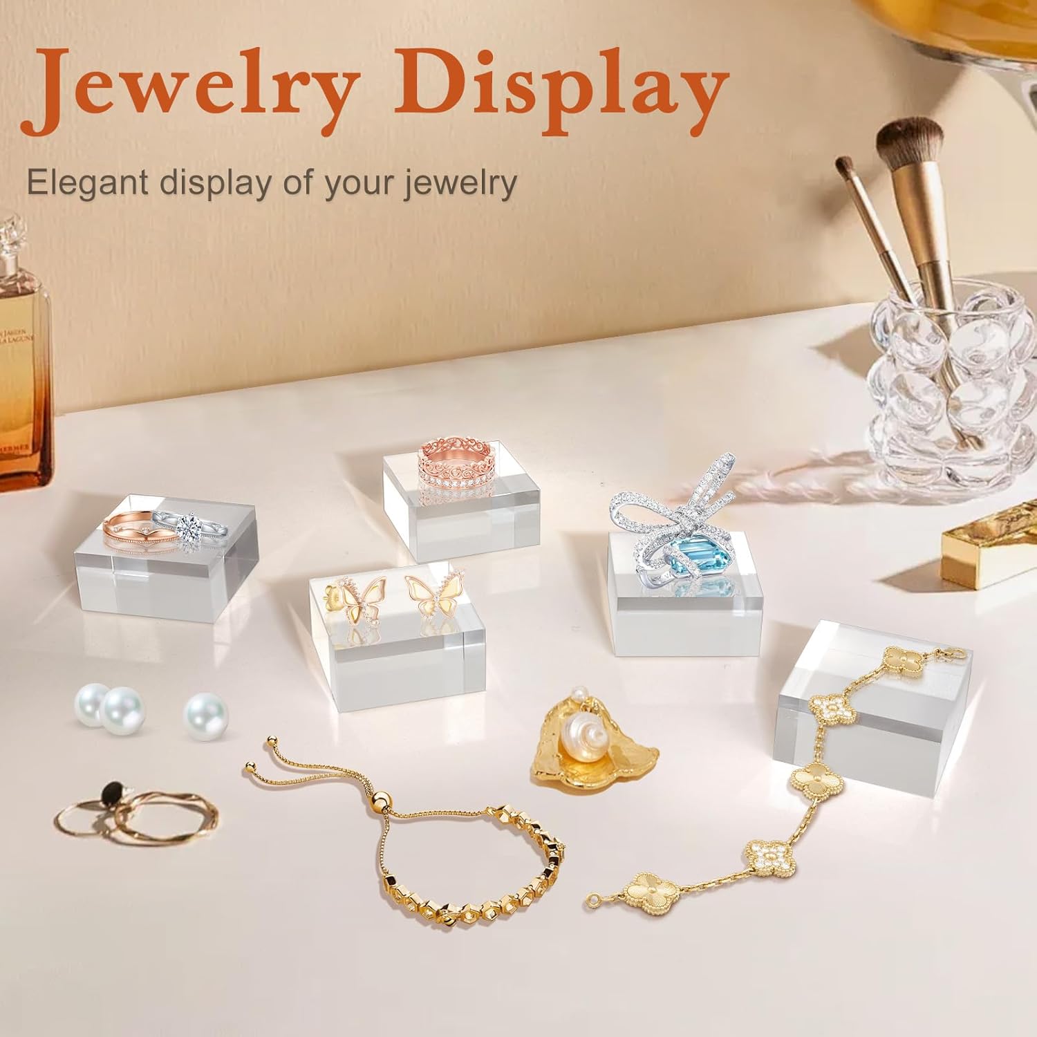 16 Piece Acrylic Display Base Set for Trophy and Jewelry Displays