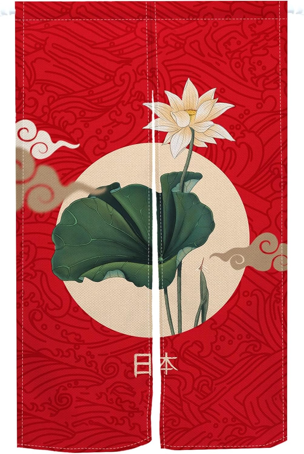 Japanese Style Noren Door Curtain with Lotus Print