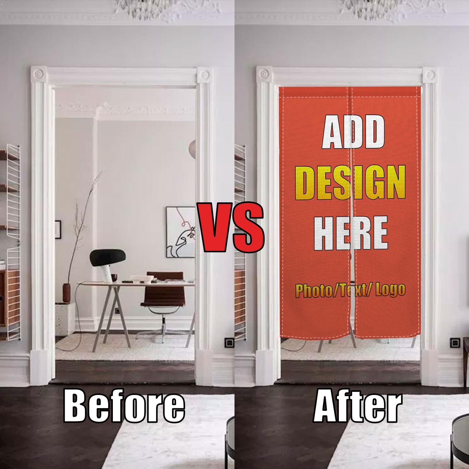Custom Door Curtain Noren with Photo Text Logo 34x60
