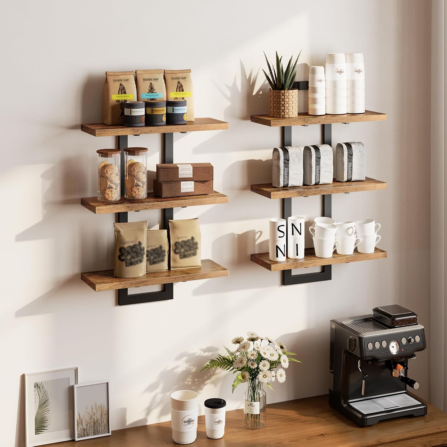 HOOBRO Floating Shelves Set of 2 3-Tier Wall Mounted Storage