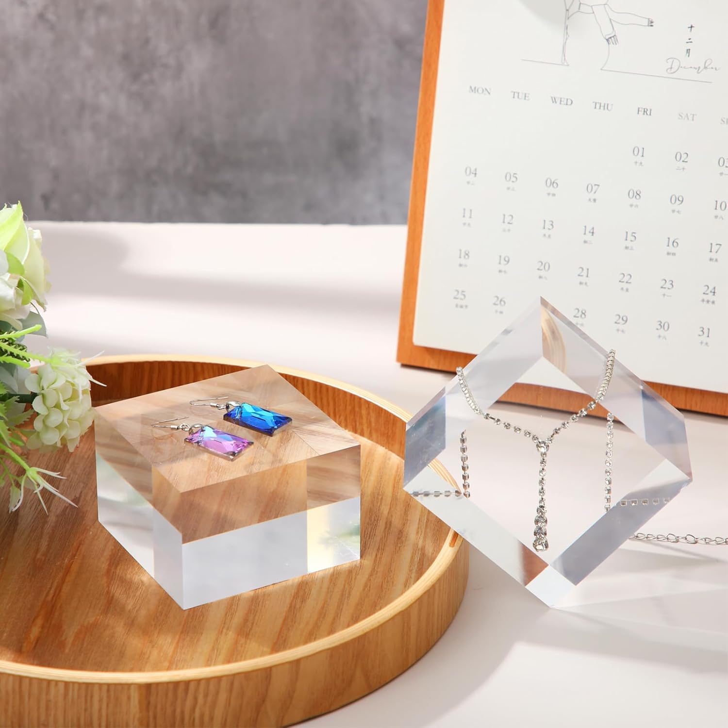 Remerry 4 Piece 3x3x2 Acrylic Cube Display Stand
