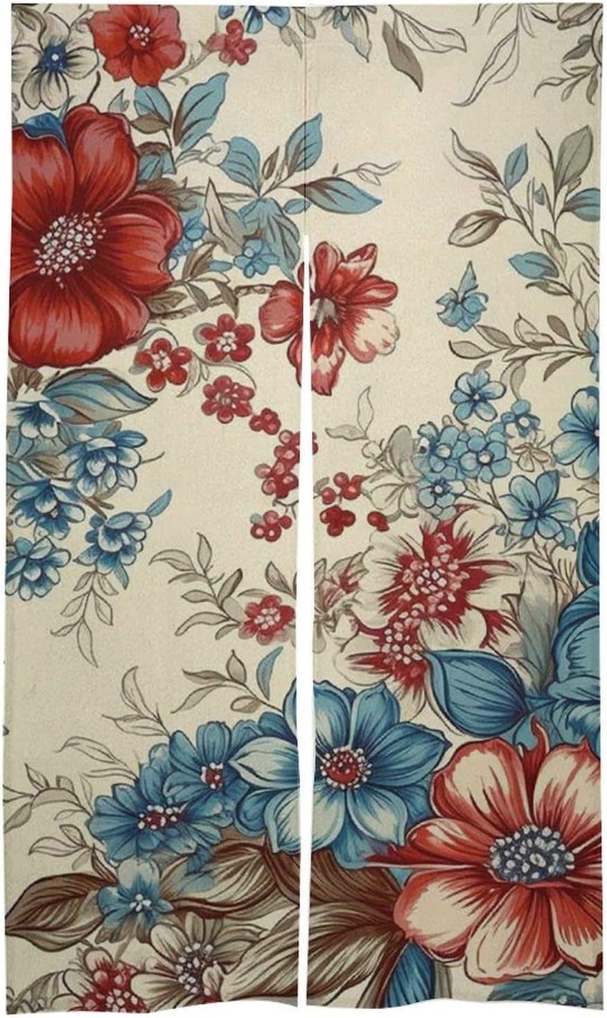 Japanese Noren Floral Pattern Door Curtain 34x57 Inches