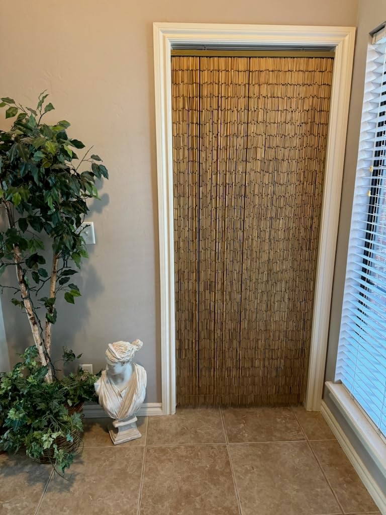 ABeadedCurtain Real 125 Strand Bamboo Beaded Curtain with Hanging Hardware