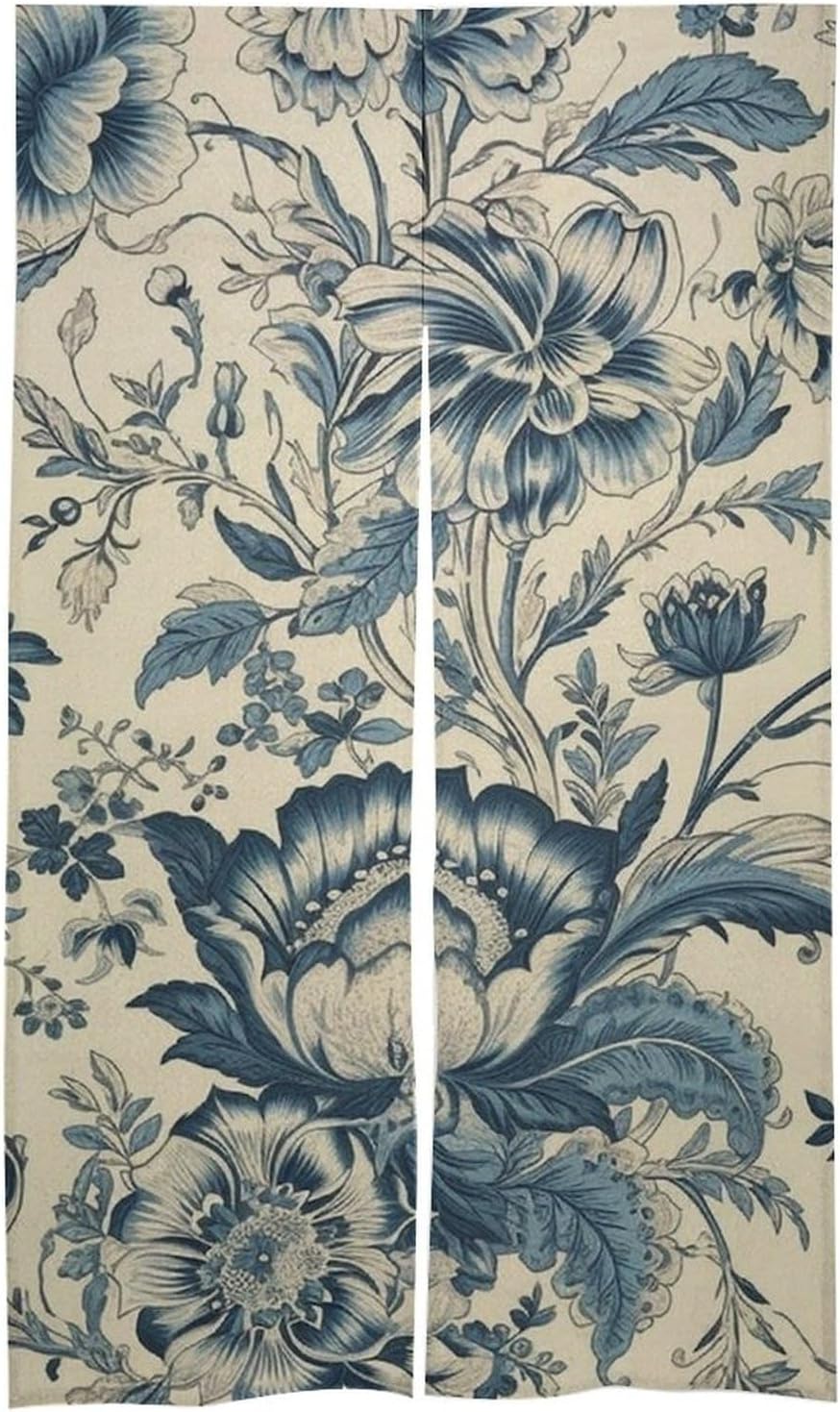 Eco Friendly Blue Decorative Flowers Door Curtain 34x57 Inch
