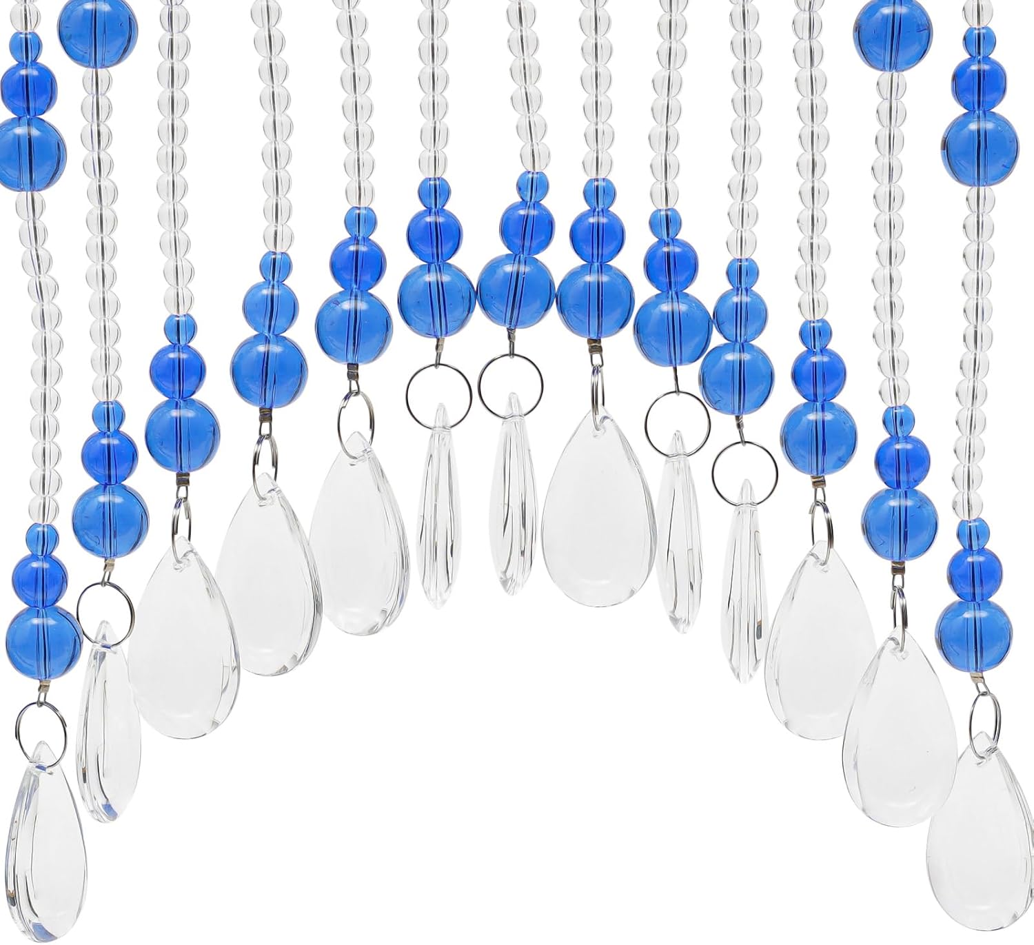 Beaded Curtain for Doorway with Clear Crystal Beads Blue