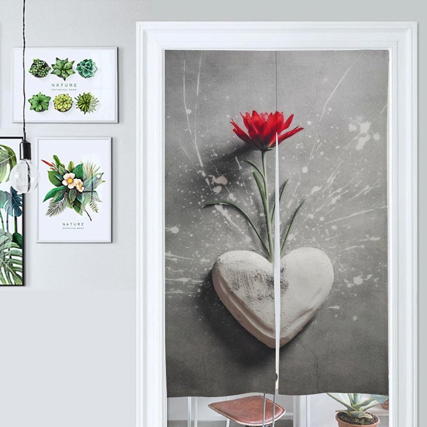 Japanese Noren Flowers Concrete Printed Door Curtain