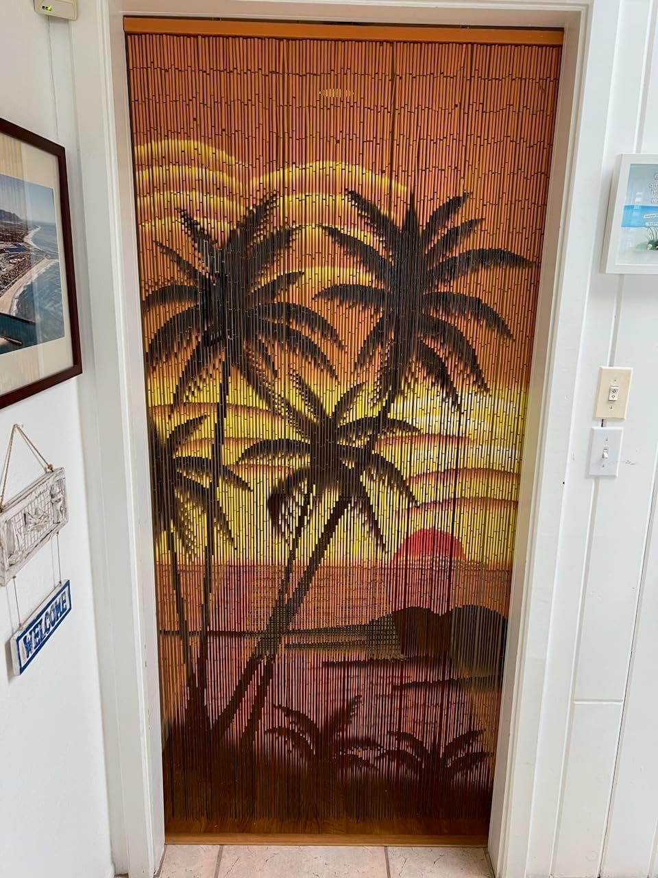 Beaded Curtain 125 String Tropical Palm Trees 36x79