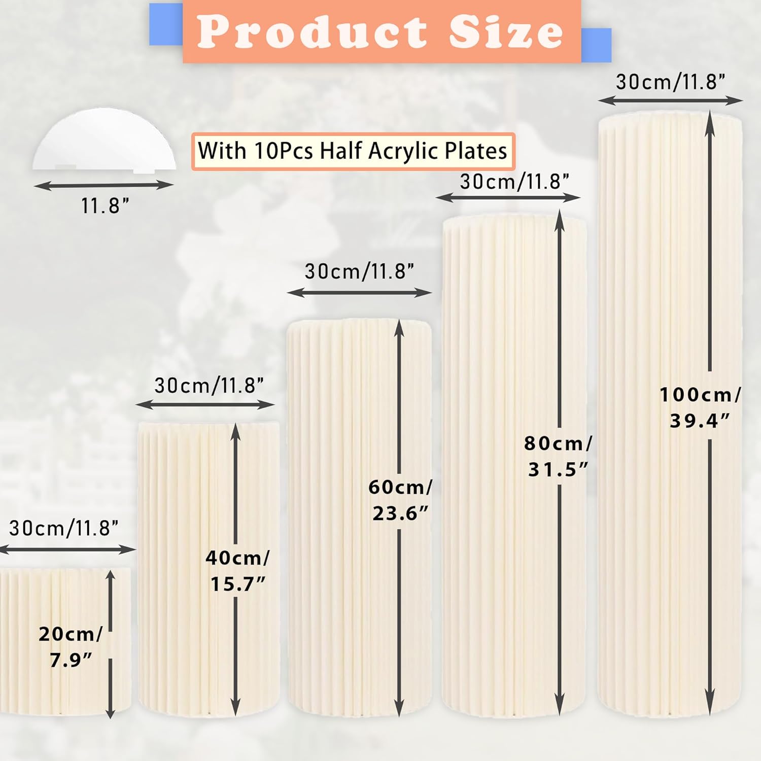 5 Pcs Foldable Cylinder Pedestal Stand for Party Decor