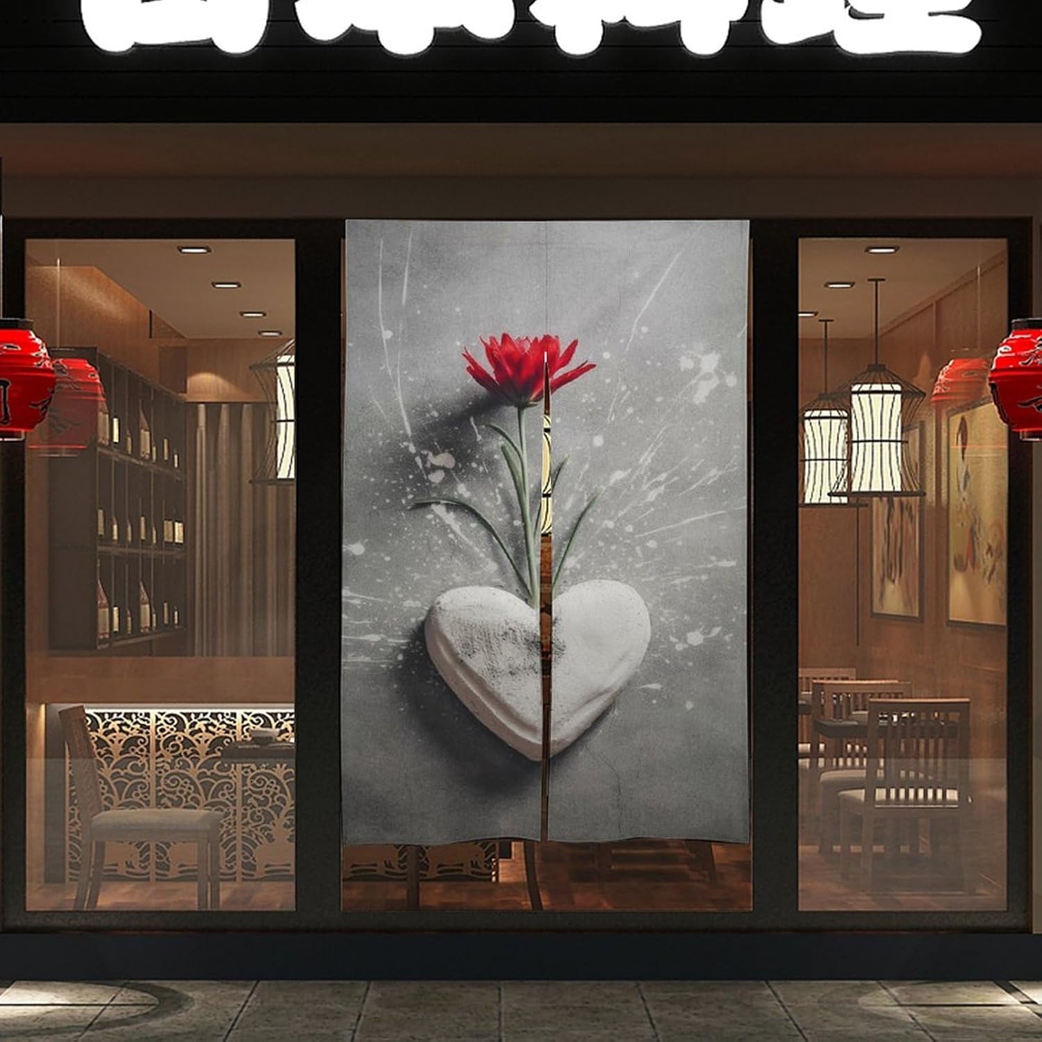 Japanese Noren Flowers Concrete Printed Door Curtain