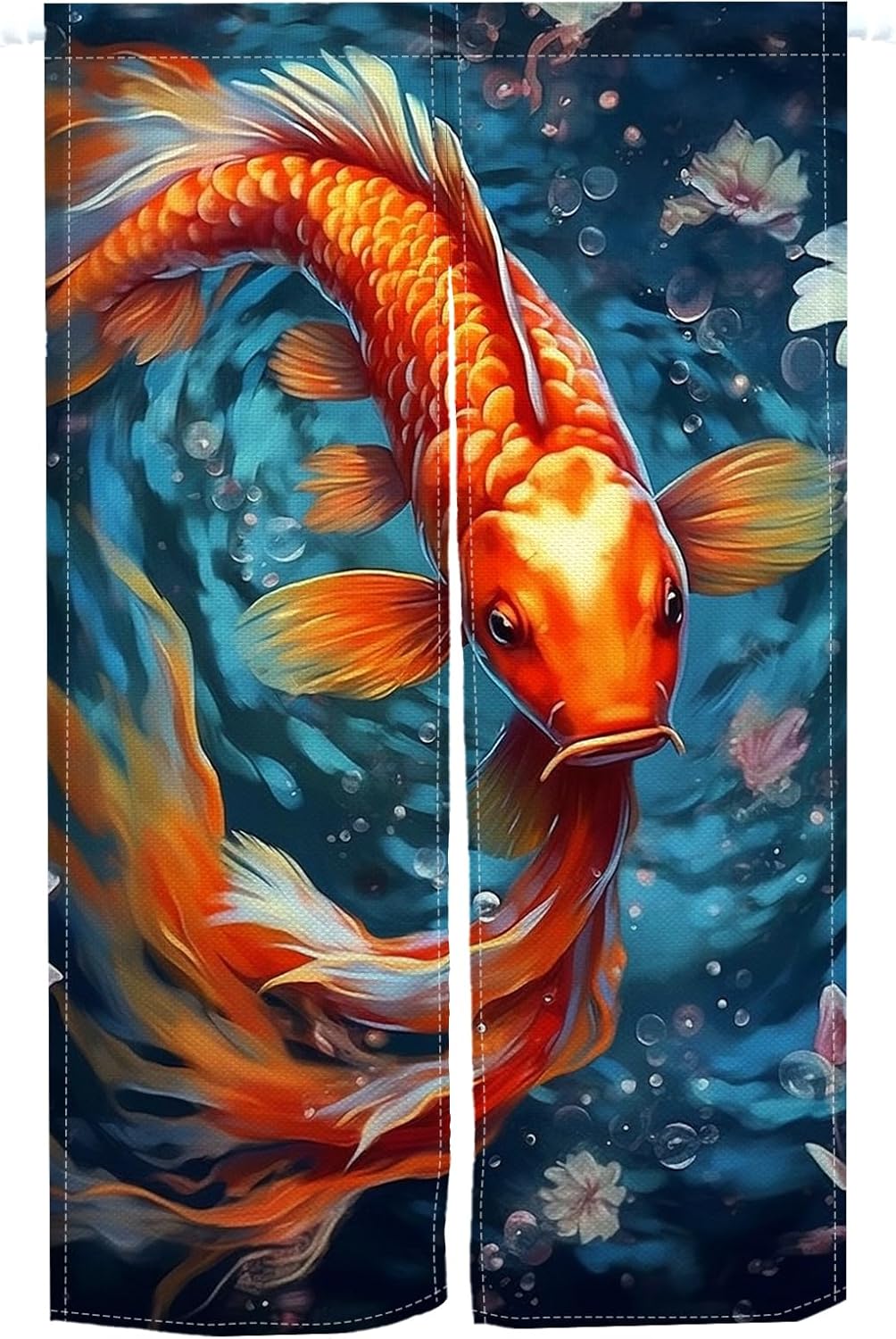 Red Golden Koi Noren Doorway Curtain for Kitchen