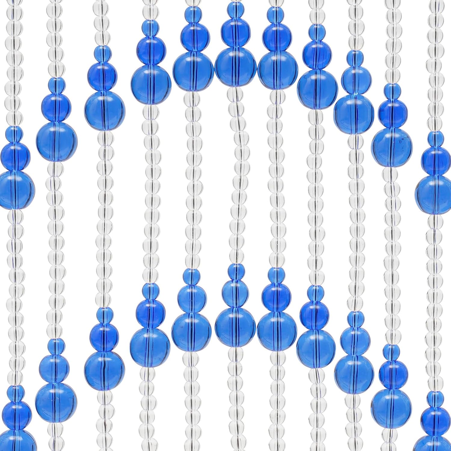 Beaded Curtain for Doorway with Clear Crystal Beads Blue