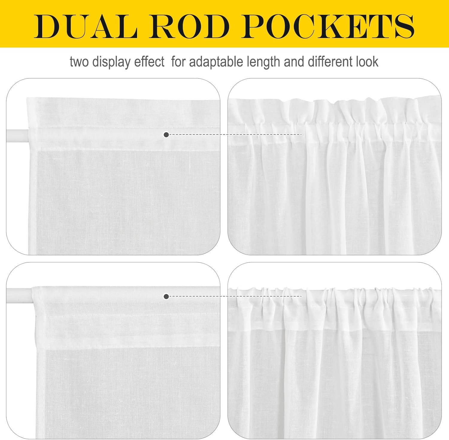 NICETOWN Sheer Curtain for French Door White 26x80