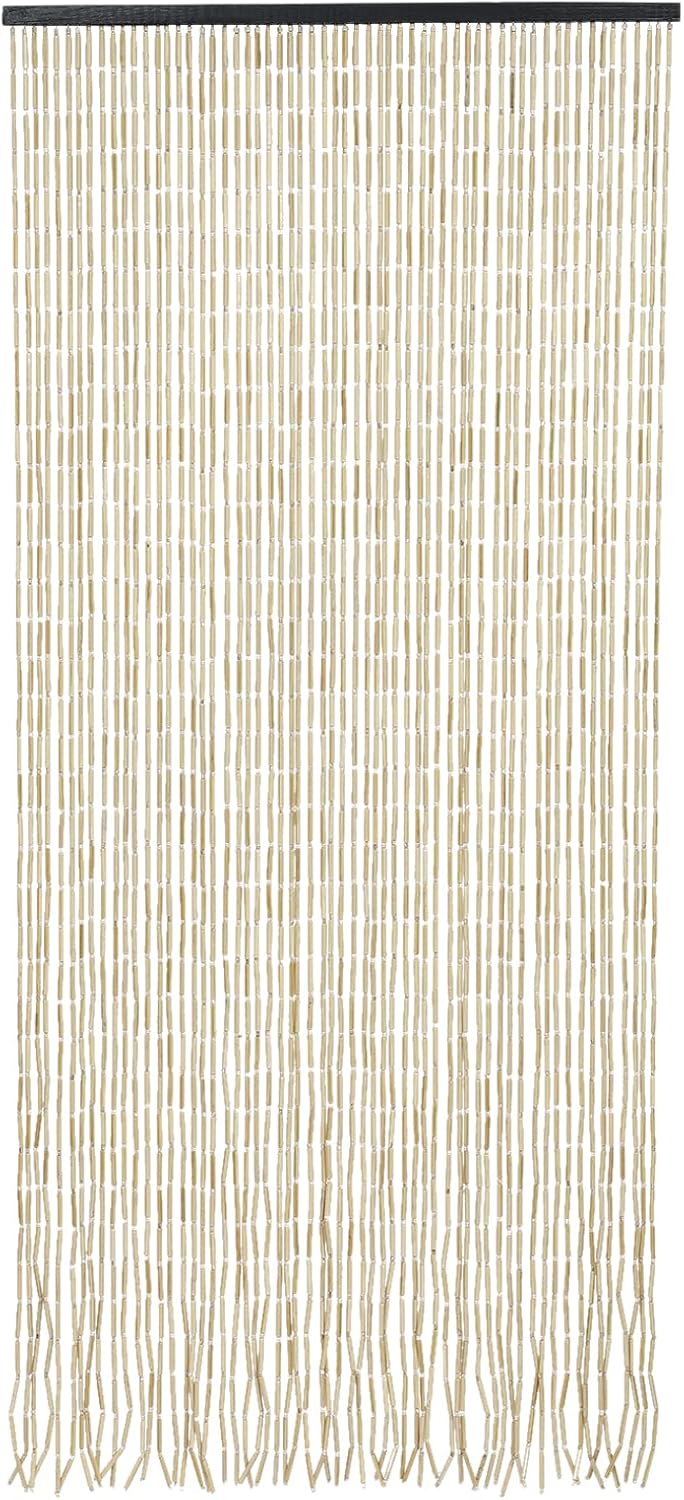 Natural Wood and Bamboo Beaded Curtain 60 Strands