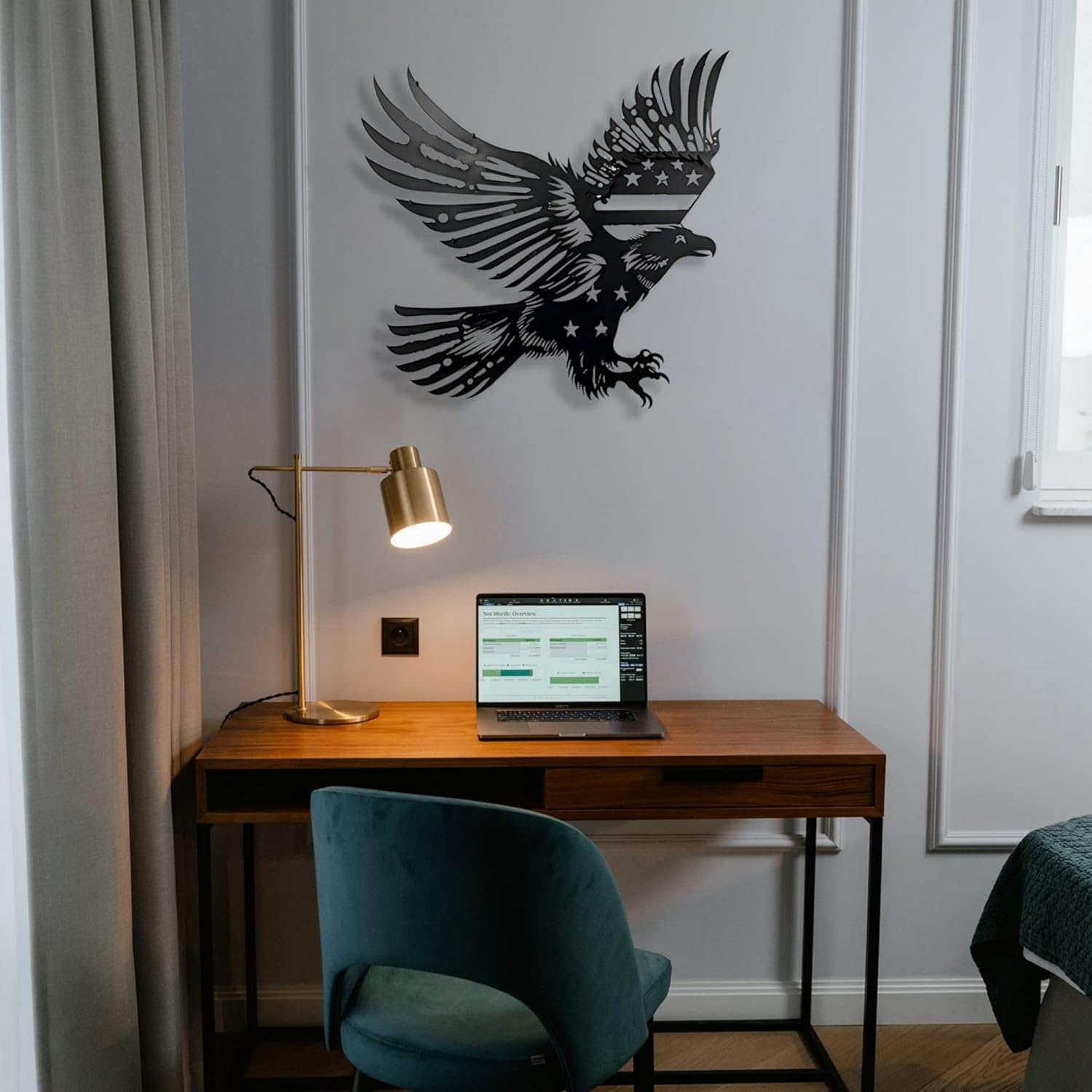 Patriotic Bald Eagle Metal Flag Wall Art 40 Inch