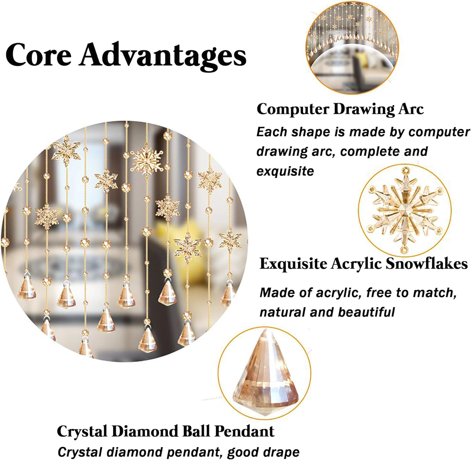 XOOFMASS Crystal Beaded Curtain Door Screen 30 String 4712m