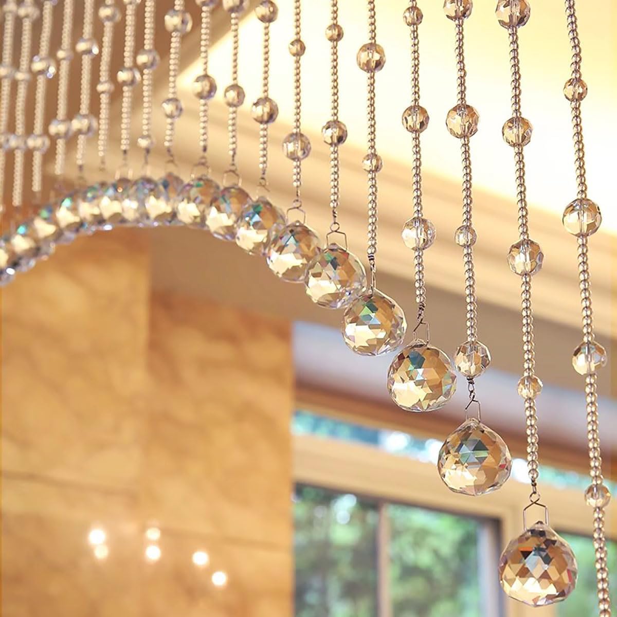 Crystal Beaded Curtain for Doorway 20 String Room Divider Panel