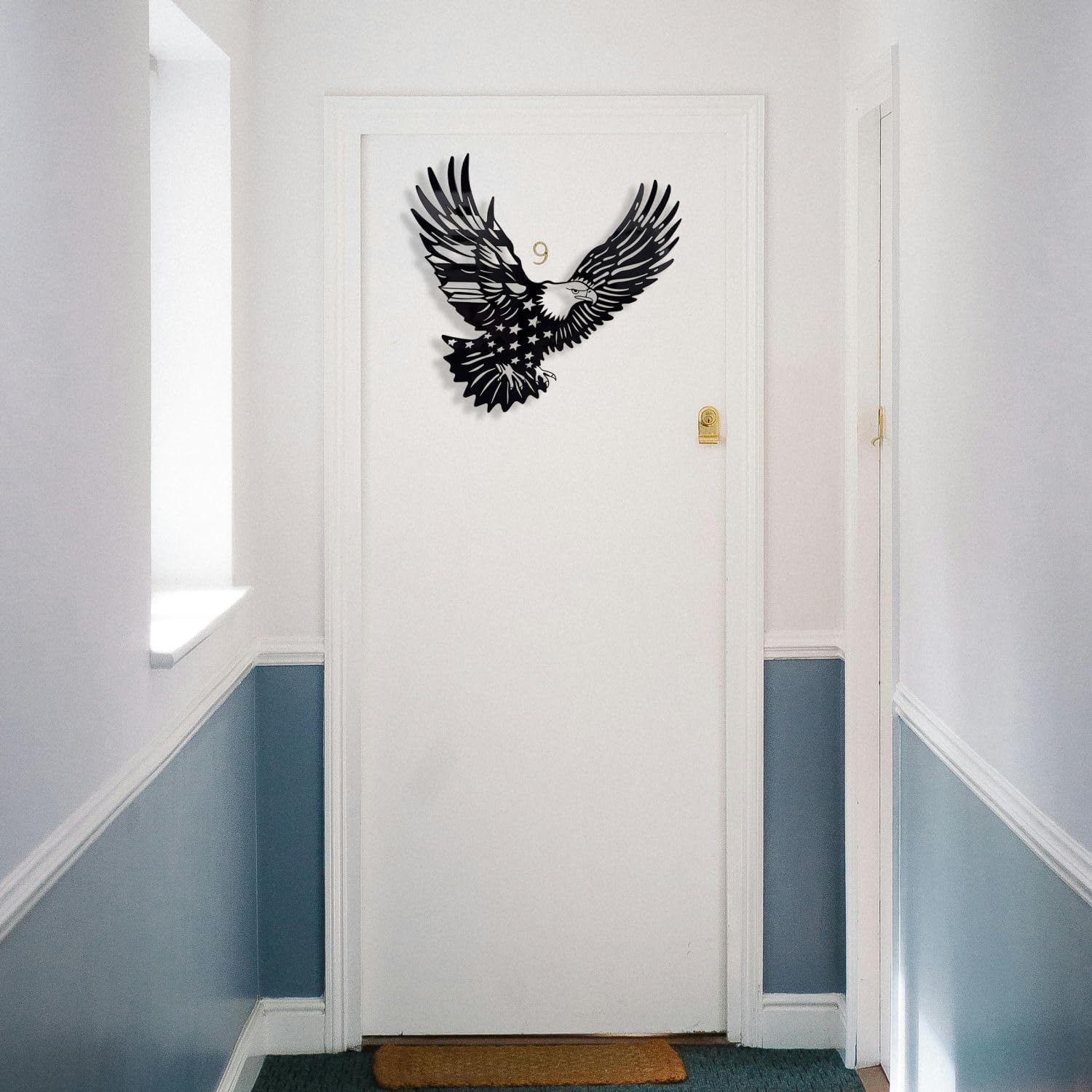 Patriotic Bald Eagle Flag Metal Wall Art 30 Inch
