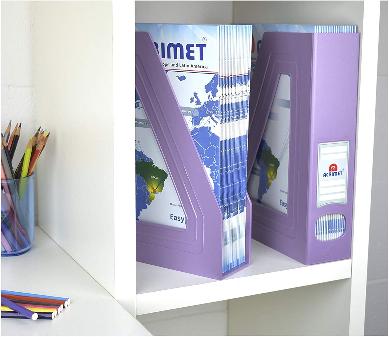 Acrimet Magazine File Holder 2 Pack Solid Purple