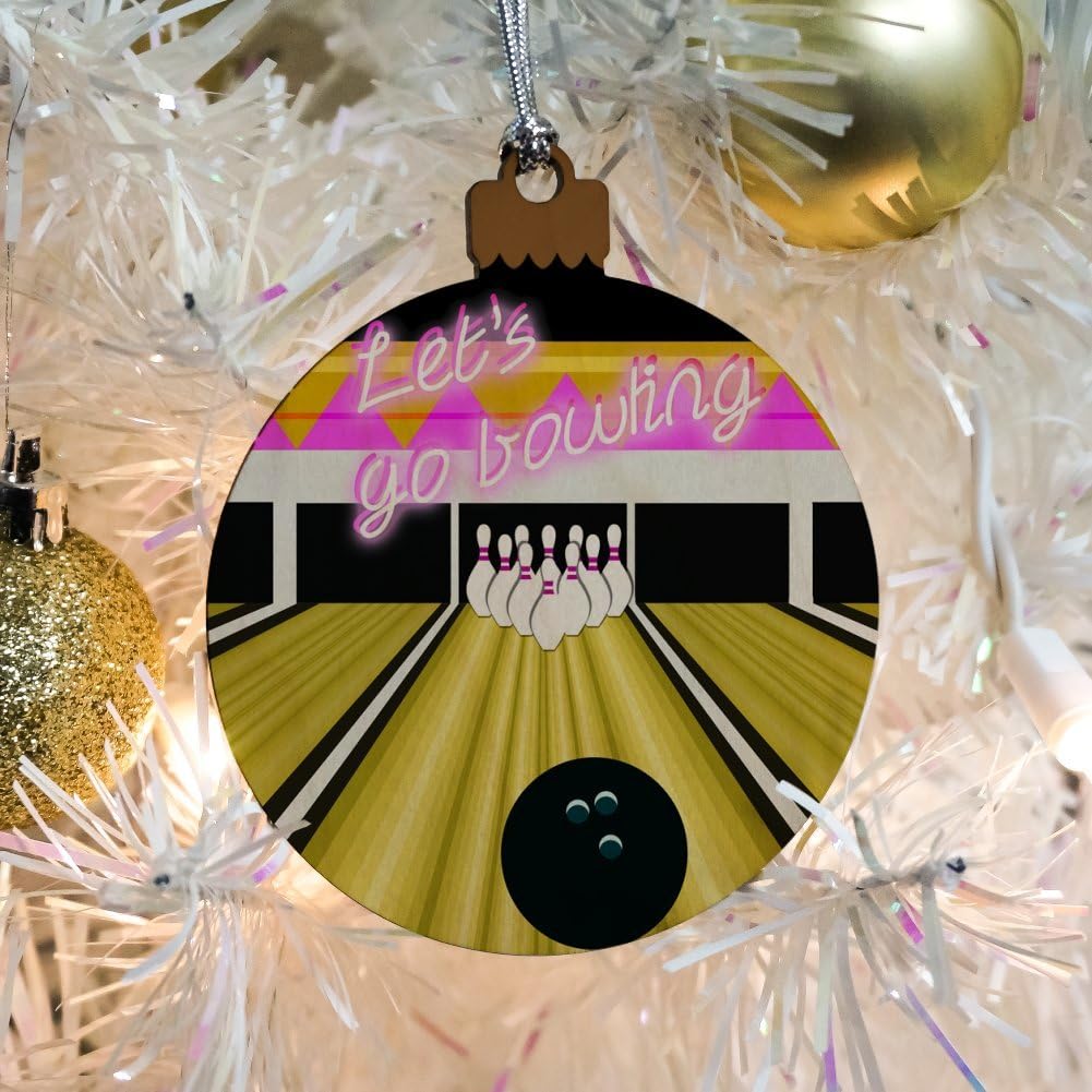 Graphics And More Bowling Alley Ball Pins Wood Ornament