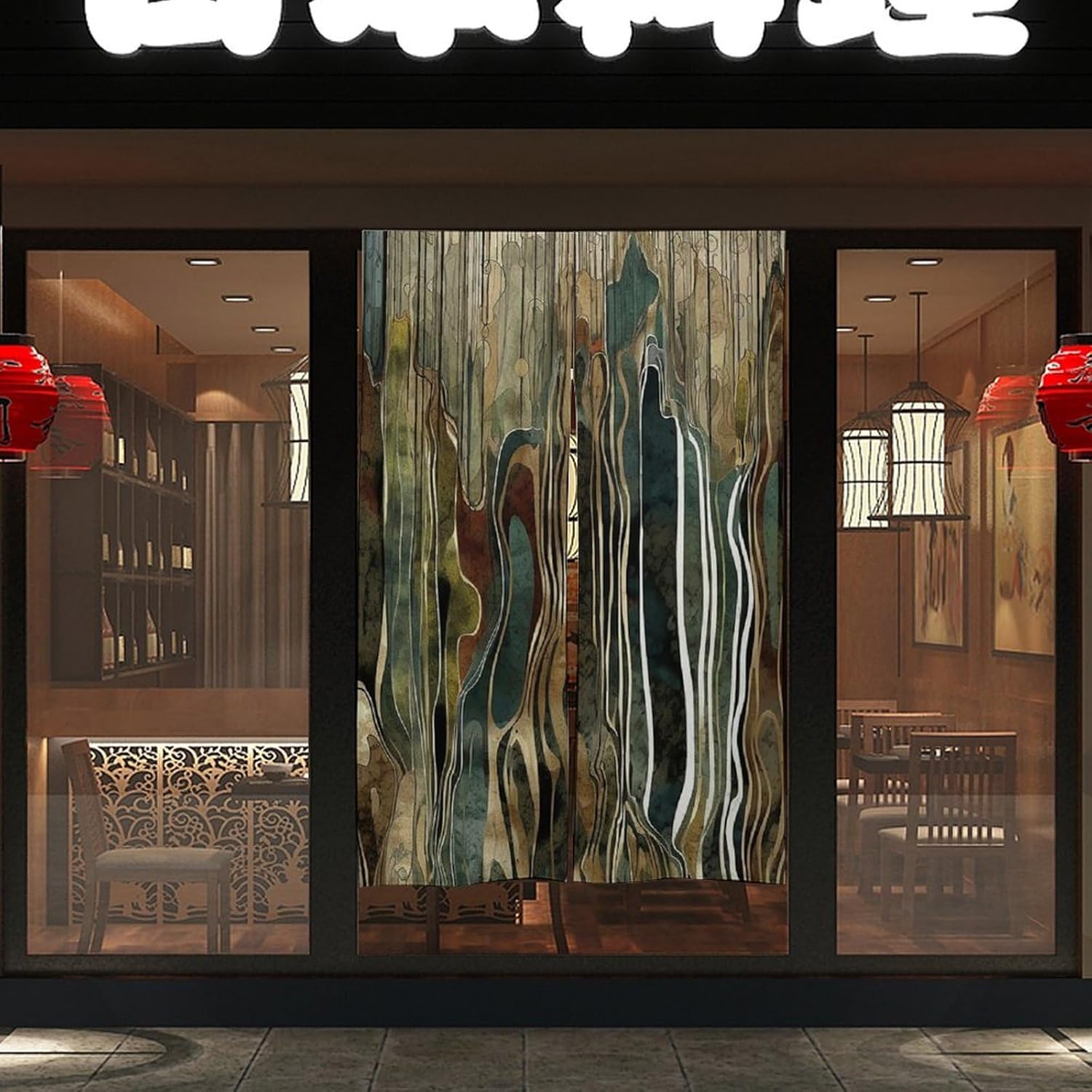 Japanese Noren Dark Stripes Door Curtain 34x57 Inches