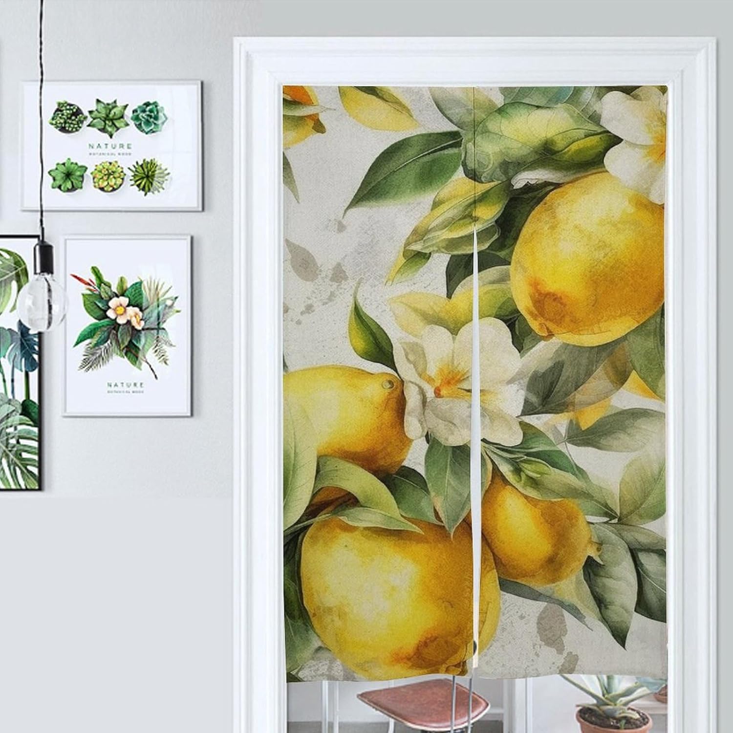 Japanese Noren Door Curtain with Lemon Print 34x57