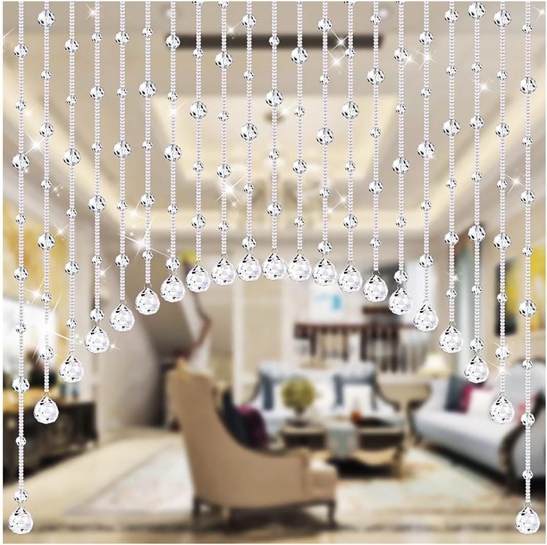 Crystal Beaded Curtain for Doorway 20 String Room Divider Blind