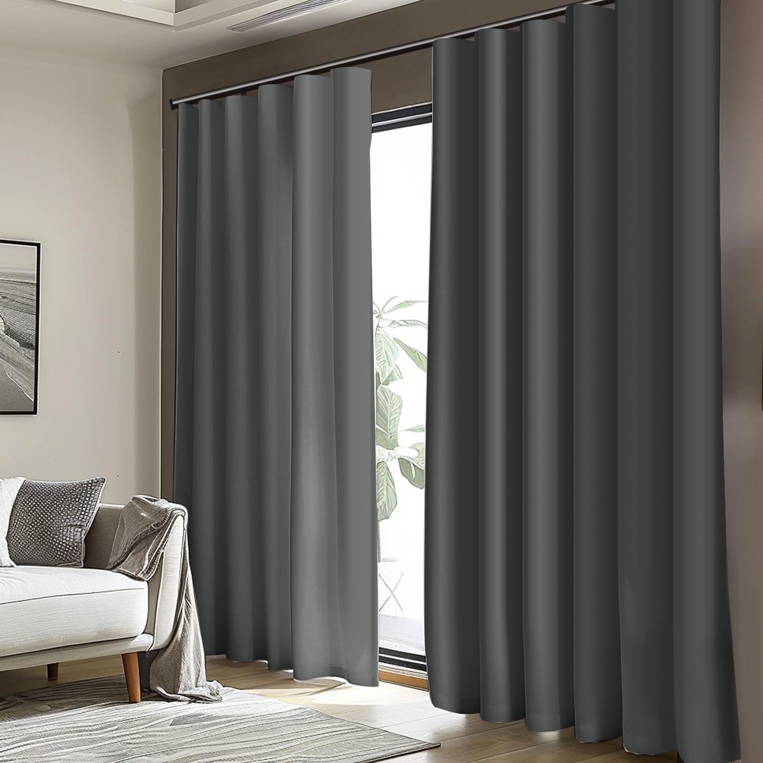 Room Divider Curtains with Hooks 1 Panel Grey