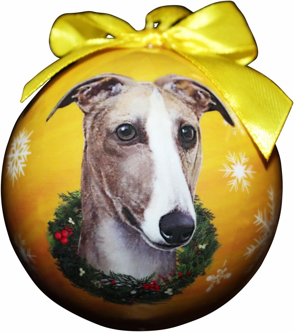 Greyhound Fawn Christmas Ornament Shatter Proof Ball Personalizable for Greyhound Lovers