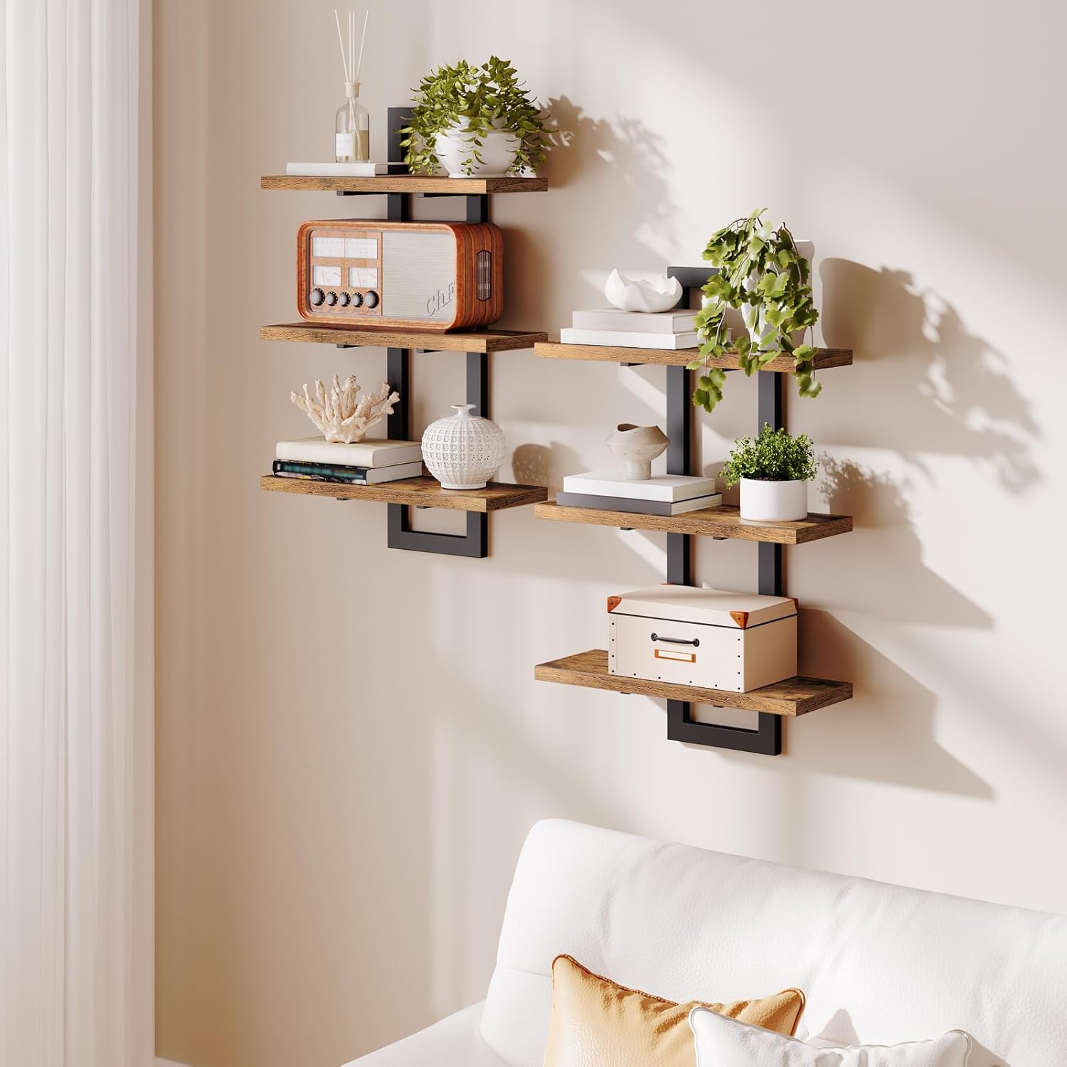 HOOBRO Floating Shelves Set of 2 3-Tier Wall Mounted Storage