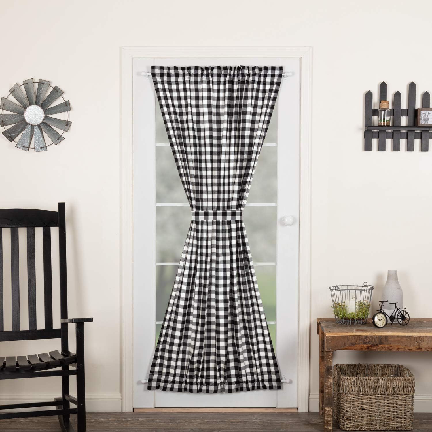 VHC Brands Annie Buffalo Check Curtain 72x40 Black