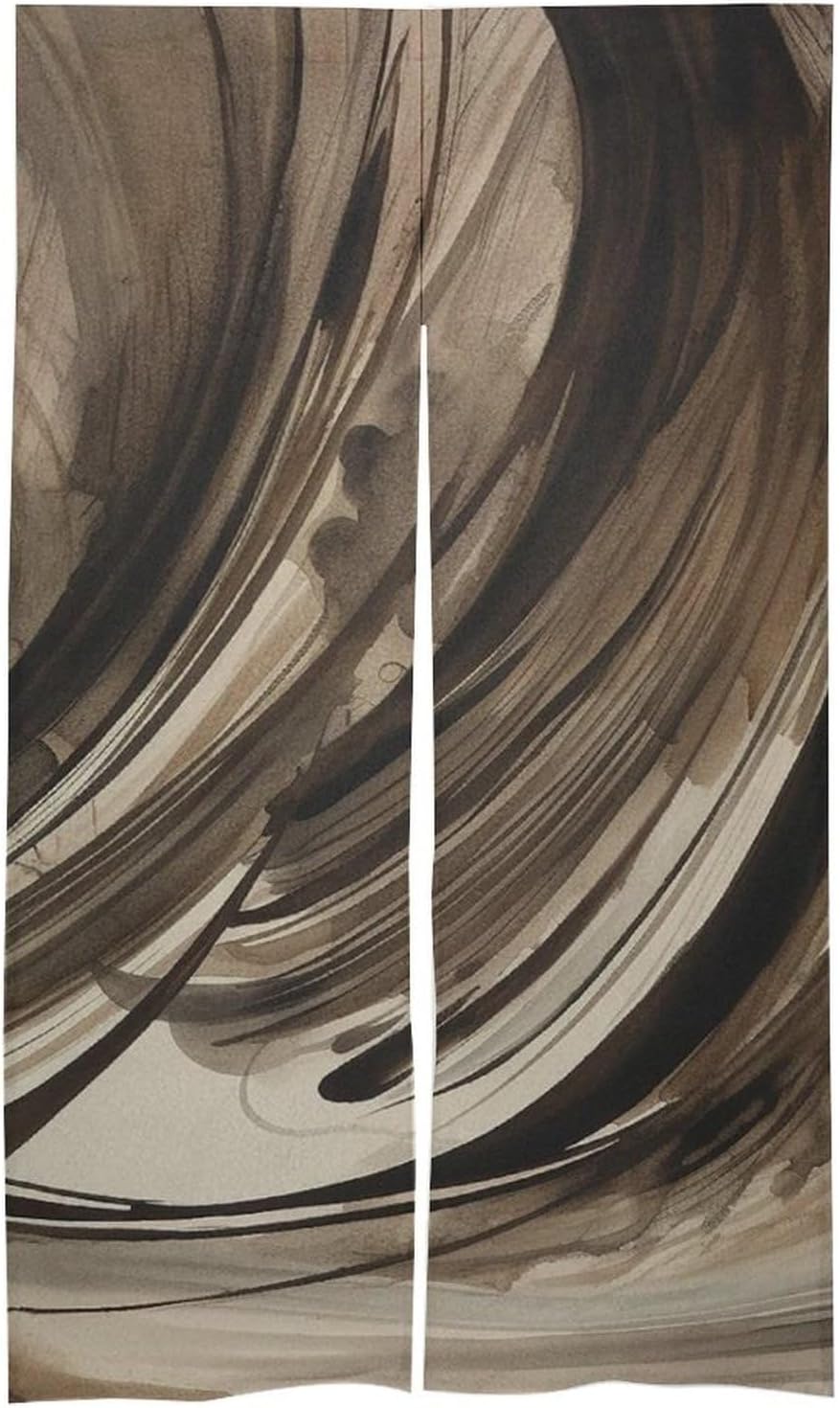 Japanese Noren Door Curtain with Brown Ink Drawing