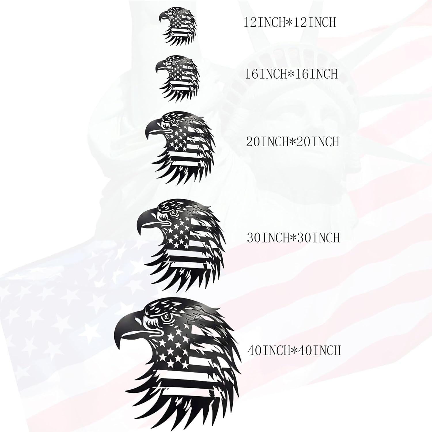 Patriotic Bald Eagle Flag Metal Wall Art 40 Inch
