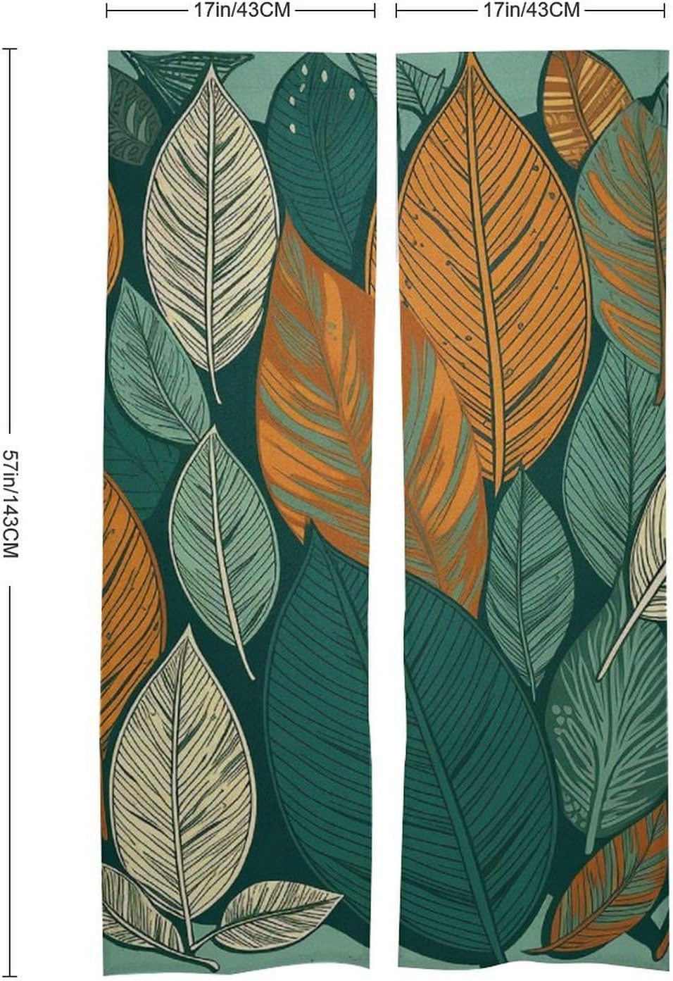 Japanese Noren Leaf Print Door Curtain 34x57 Inches