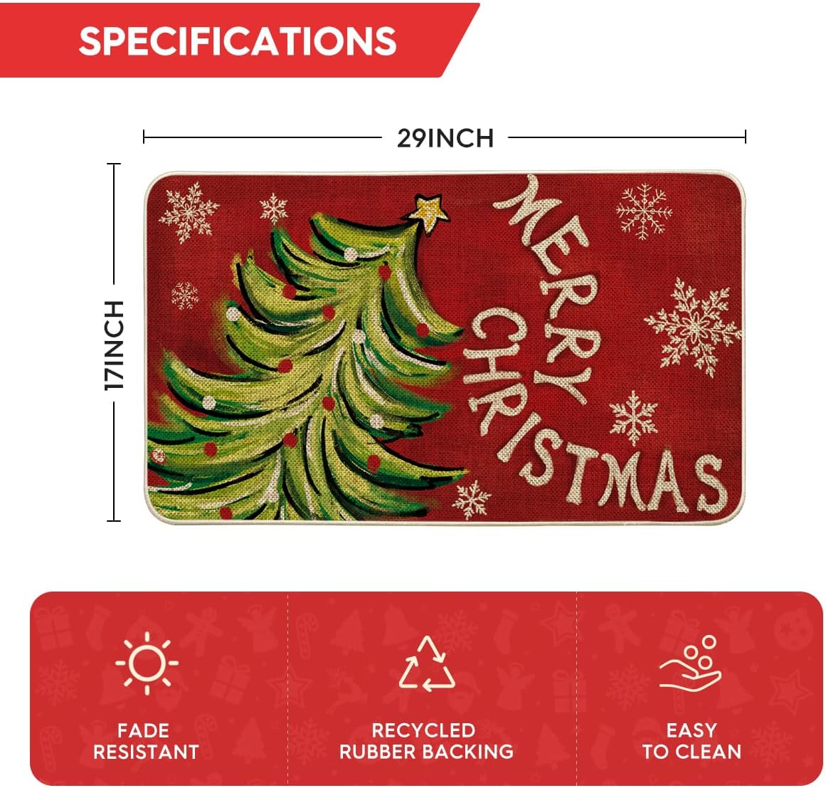 Artoid Mode Xmas Tree Doormat for Indoor Outdoor