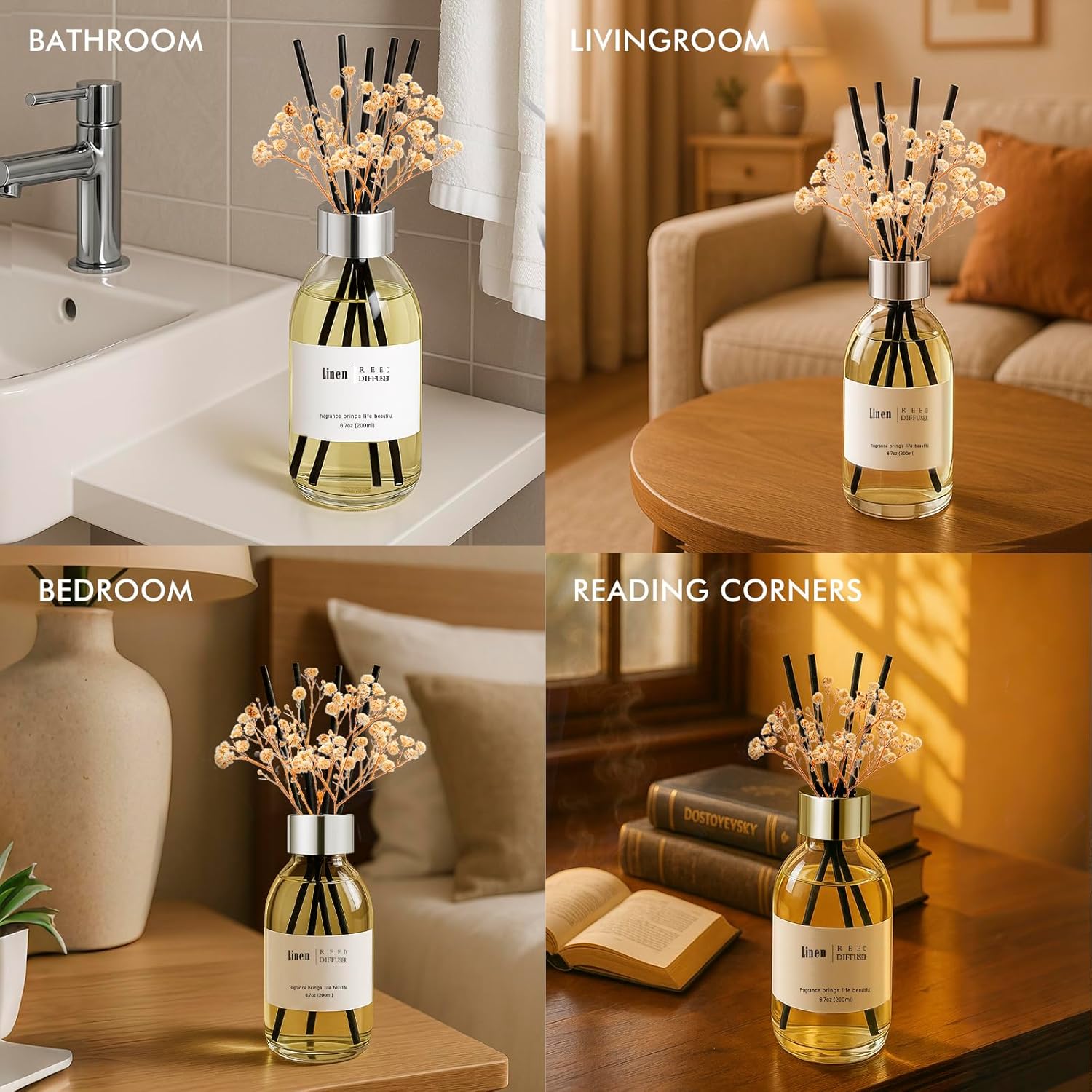 Clesh Reed Diffuser Set with Linen Scent