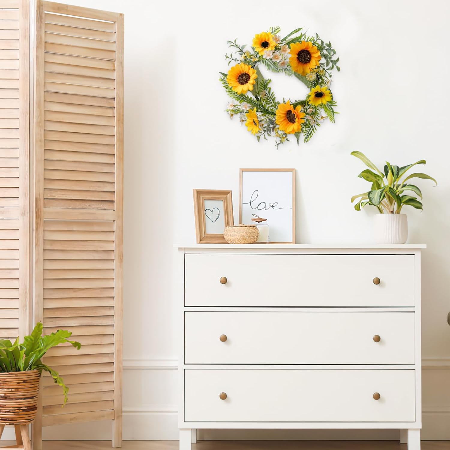 KHOYIME 13 Inch Sunflower Front Door Wreath