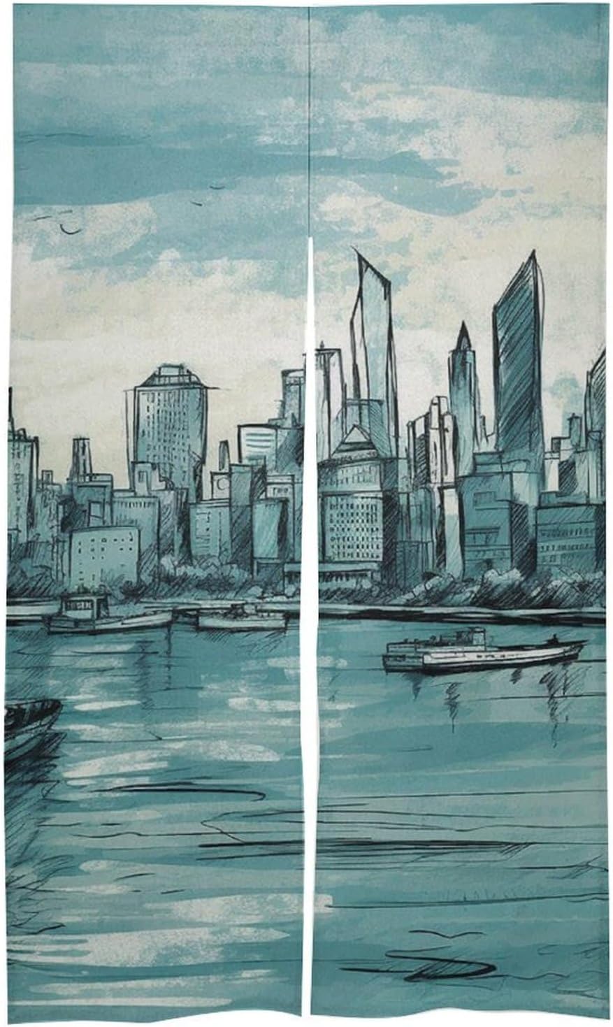 Japanese Noren Landscape Sketch Door Curtain 34x57