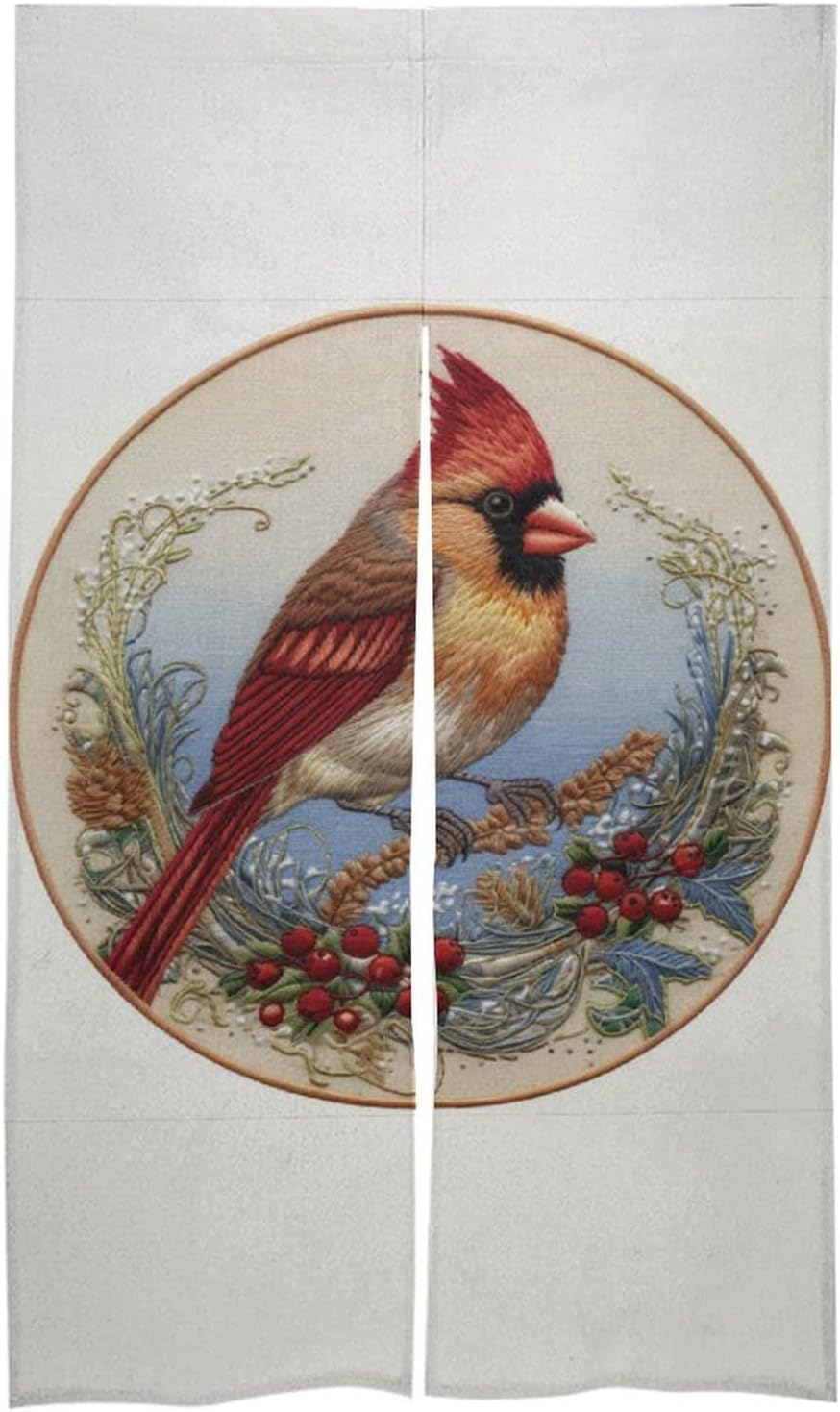 Japanese Noren Bird Embroidery Door Curtain 34x57
