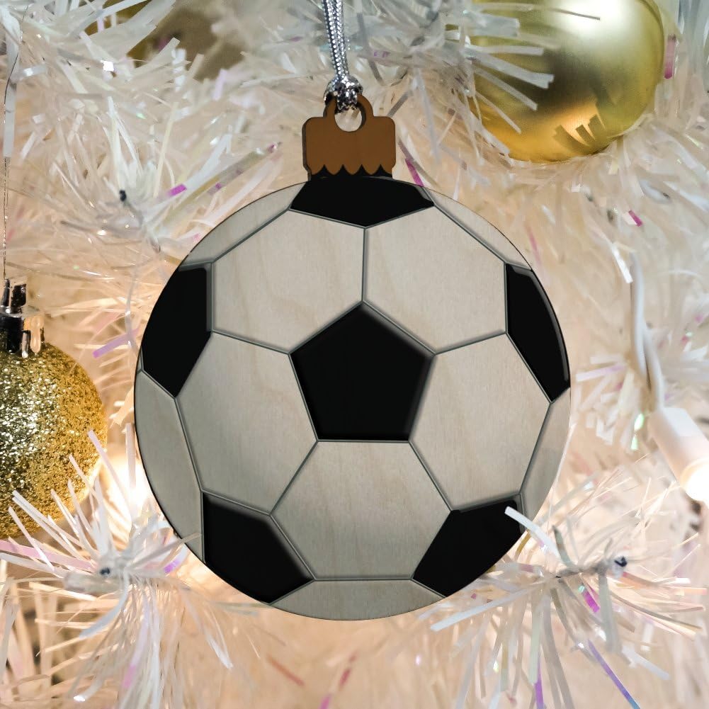GRAPHICS AND MORE Soccer Ball Football Wood Christmas Ornament