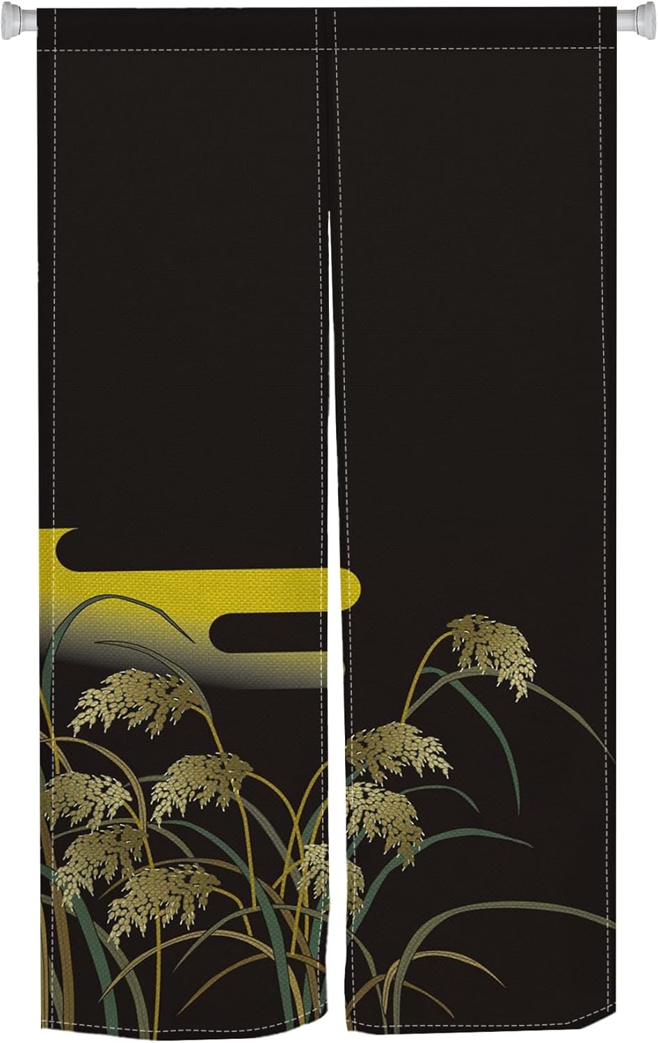 Black Ripe Grain Door Curtain with Privacy Divider Panel