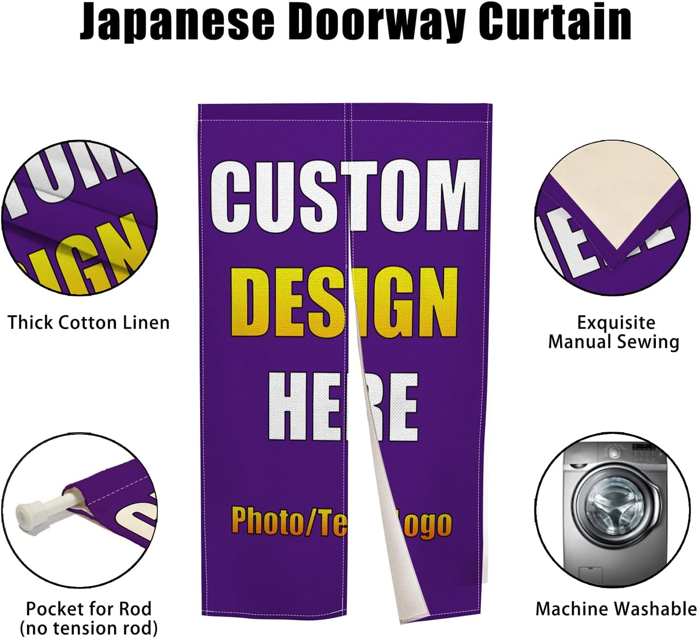 XMJJKUF Custom Noren Curtain with Photo and Logo