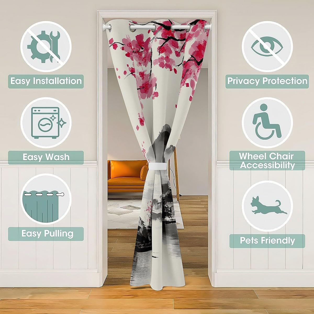 Japanese Style Door Curtain for Privacy and Decor