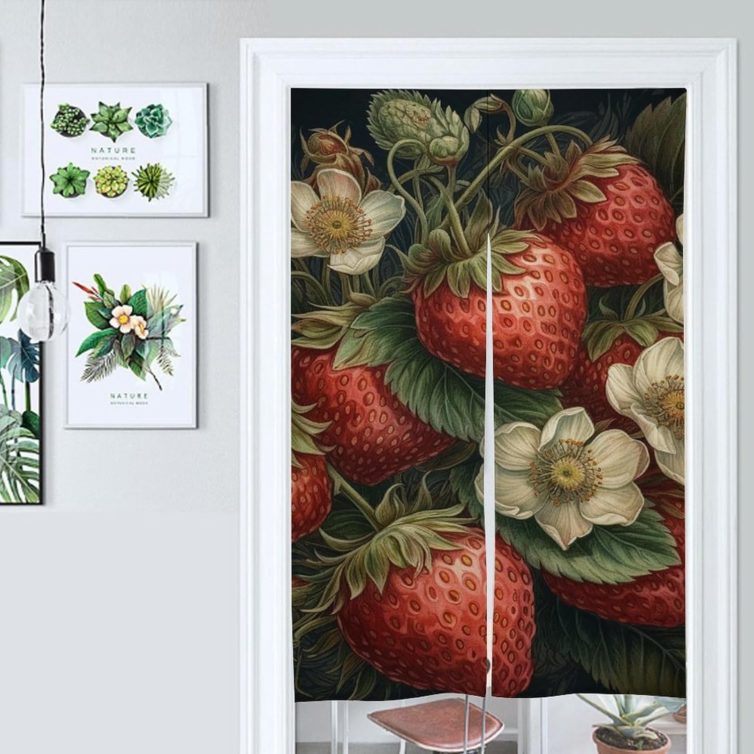 Japanese Noren Strawberry Flower Door Curtain 34x57