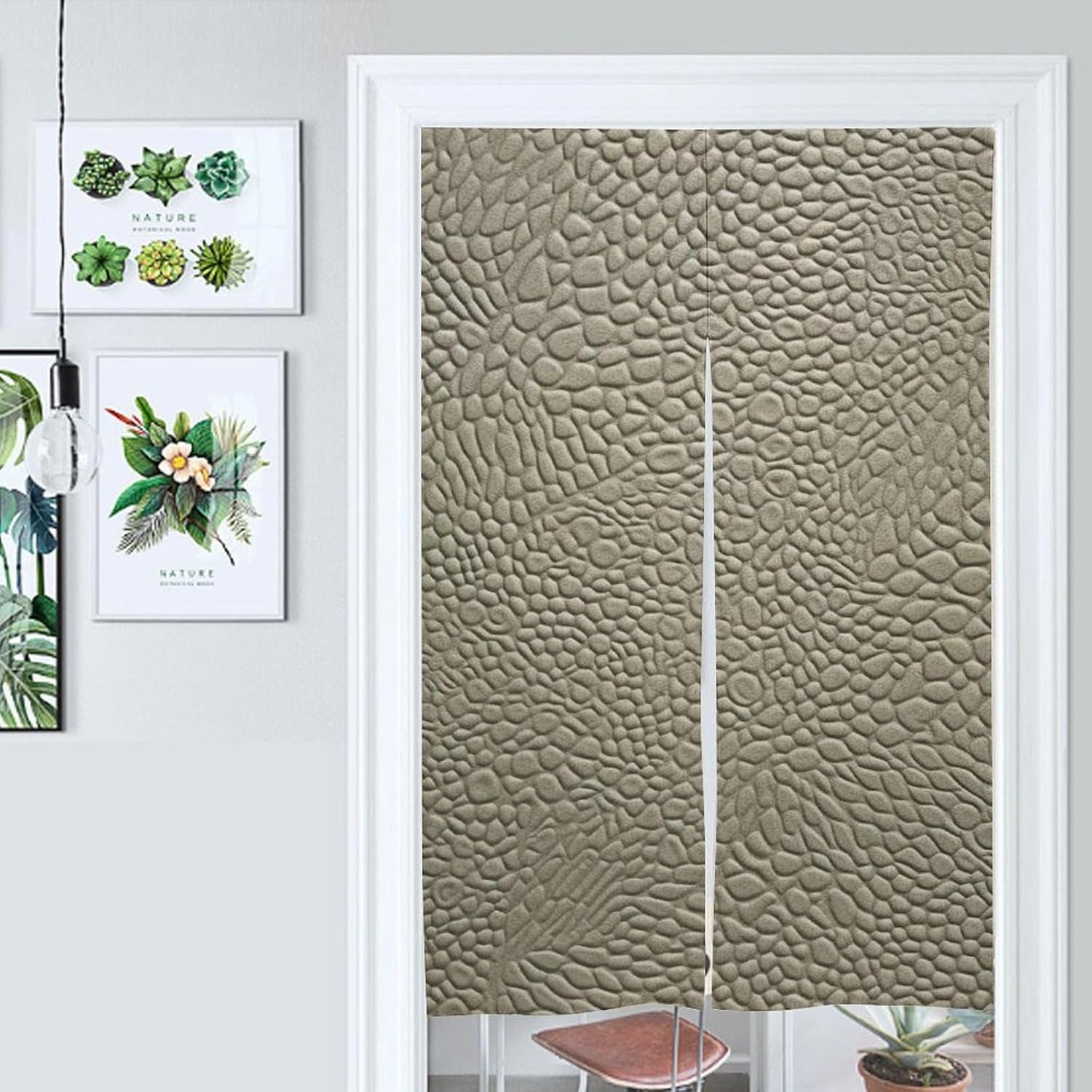 Light Green Printed Door Curtain for Kitchen and Entryway
