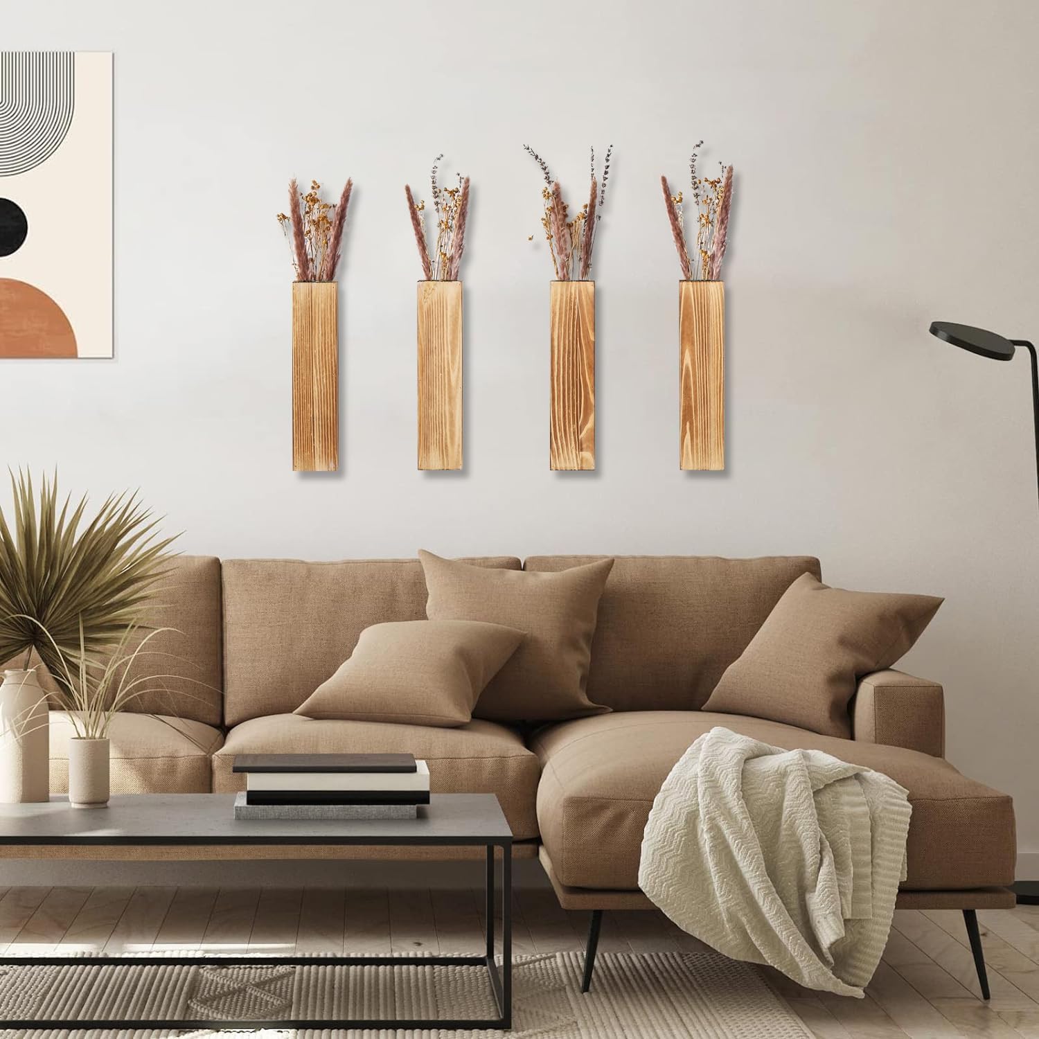 Sawoake Wooden Wall Planter Set of 4 - Modern Decor