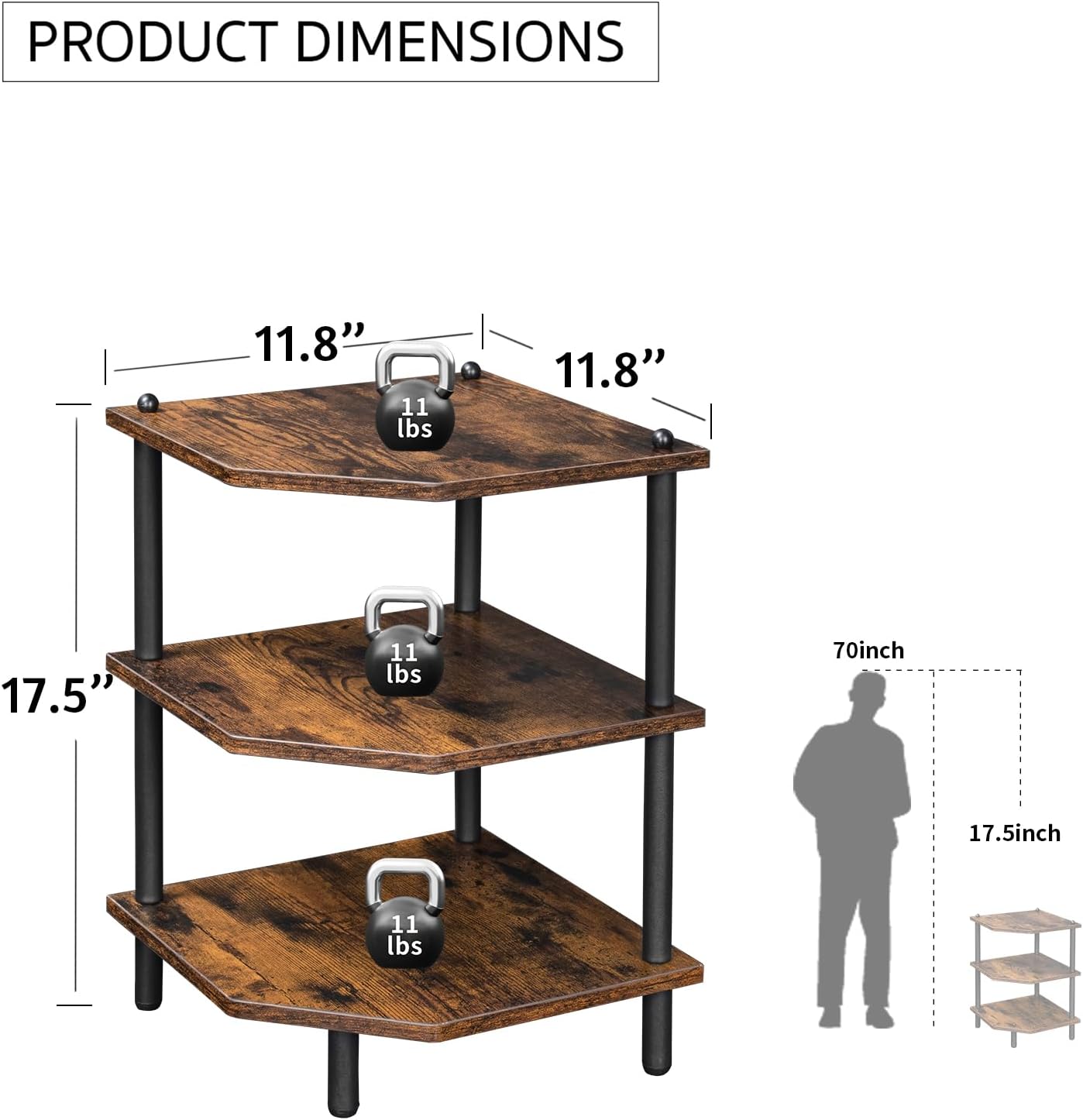 MOFAIN 3 Tier Corner Shelf Organizer for Small Spaces