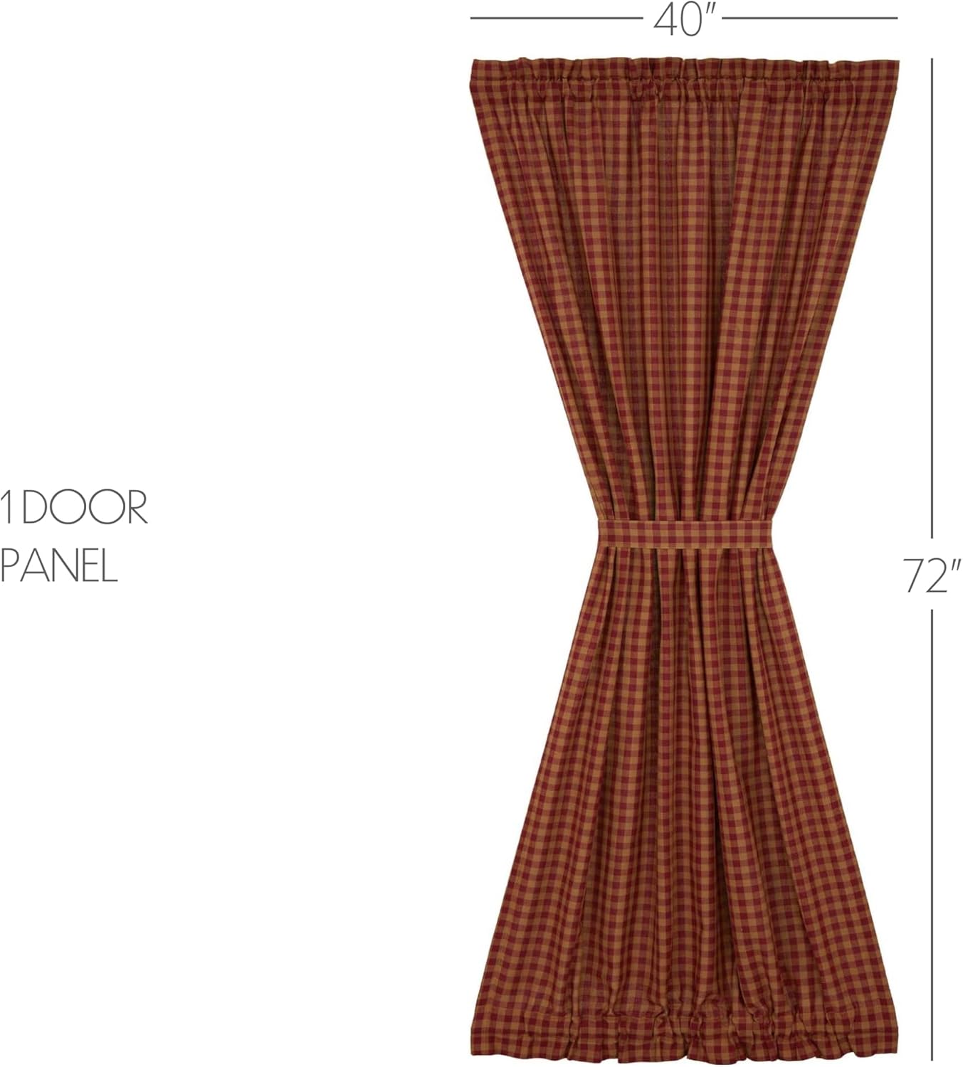 VHC Brands Burgundy Check Door Panel 72x40 Red