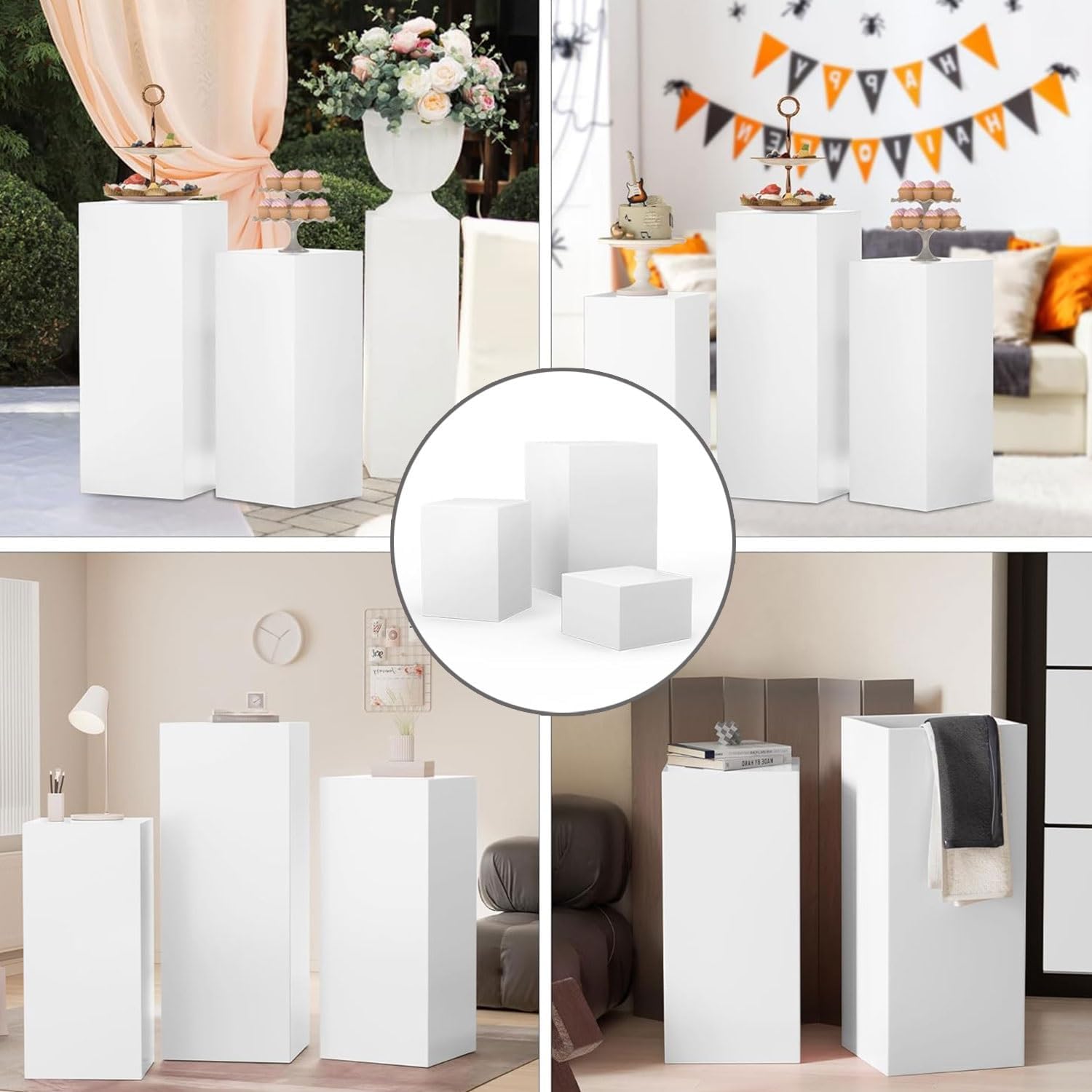 White Square Display Pedestal Stand for Events