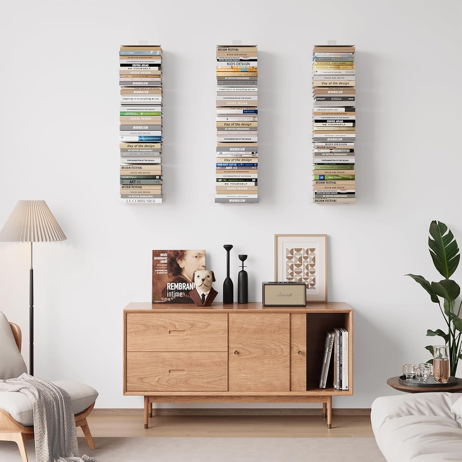 Wawocs 4 Pack Floating Book Shelves Wall Mounted